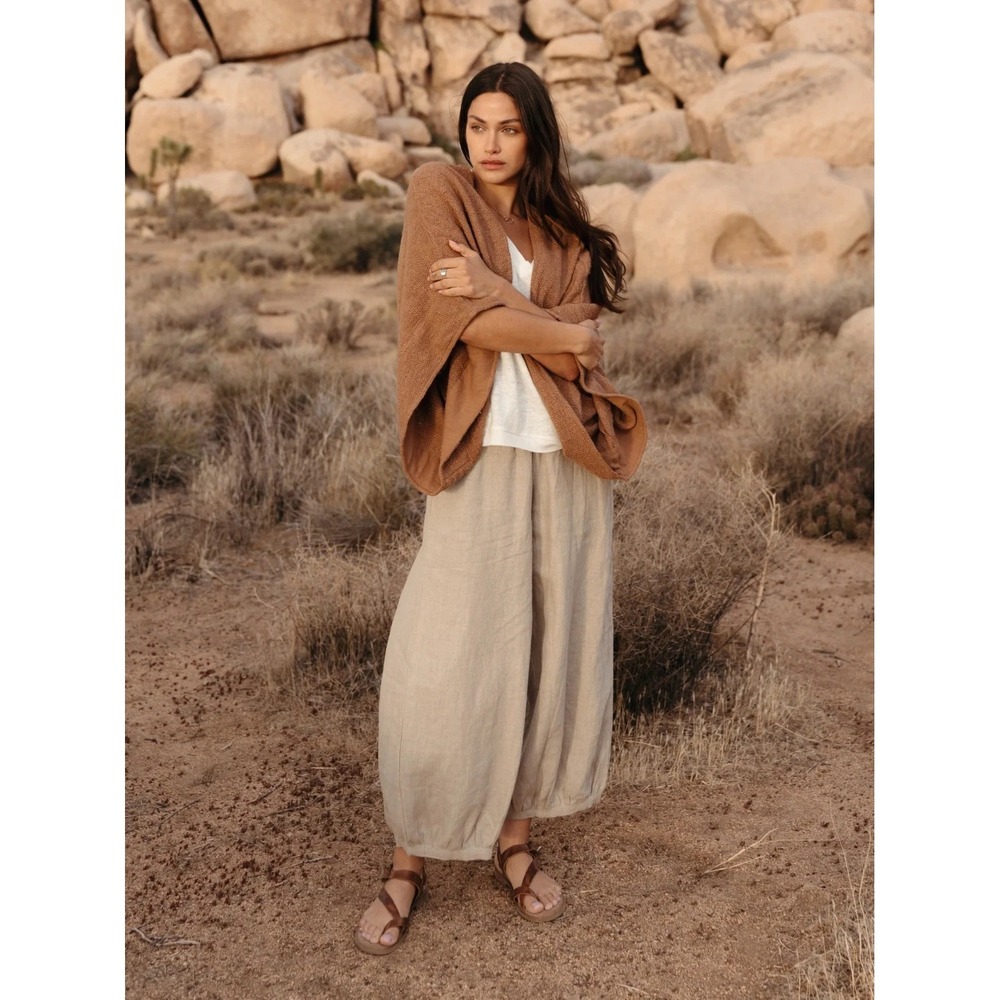 Nomad the Label Small / Medium Bloom Cotton Shrug in Desert Sand Boxy Boho - Picture 2 of 13